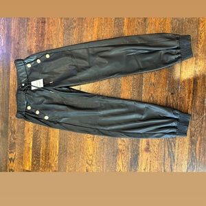 Generation love vegan leather joggers with gold buttons